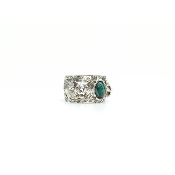 Gucci Sterling Silver Garden Malachite Ring Size 20EU 9US - Picture 14 of 16